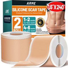 Arme silicone scar tape rolls close-up, highlighting medical-grade material for scar care.