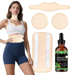 ARMINACO Castor Oil Pack Kit with four reusable wraps and 60ml oil