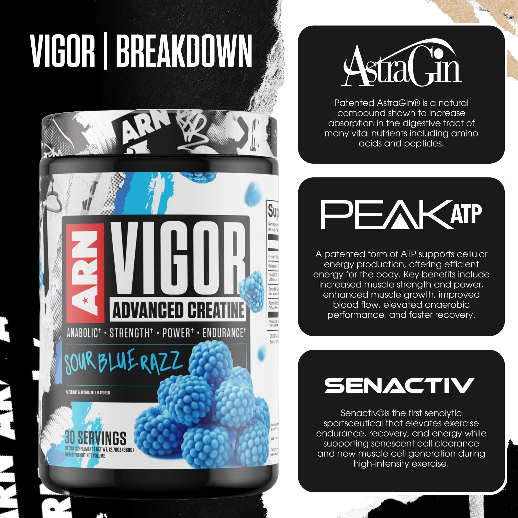 Vigor packaging displaying 30 servings claim
