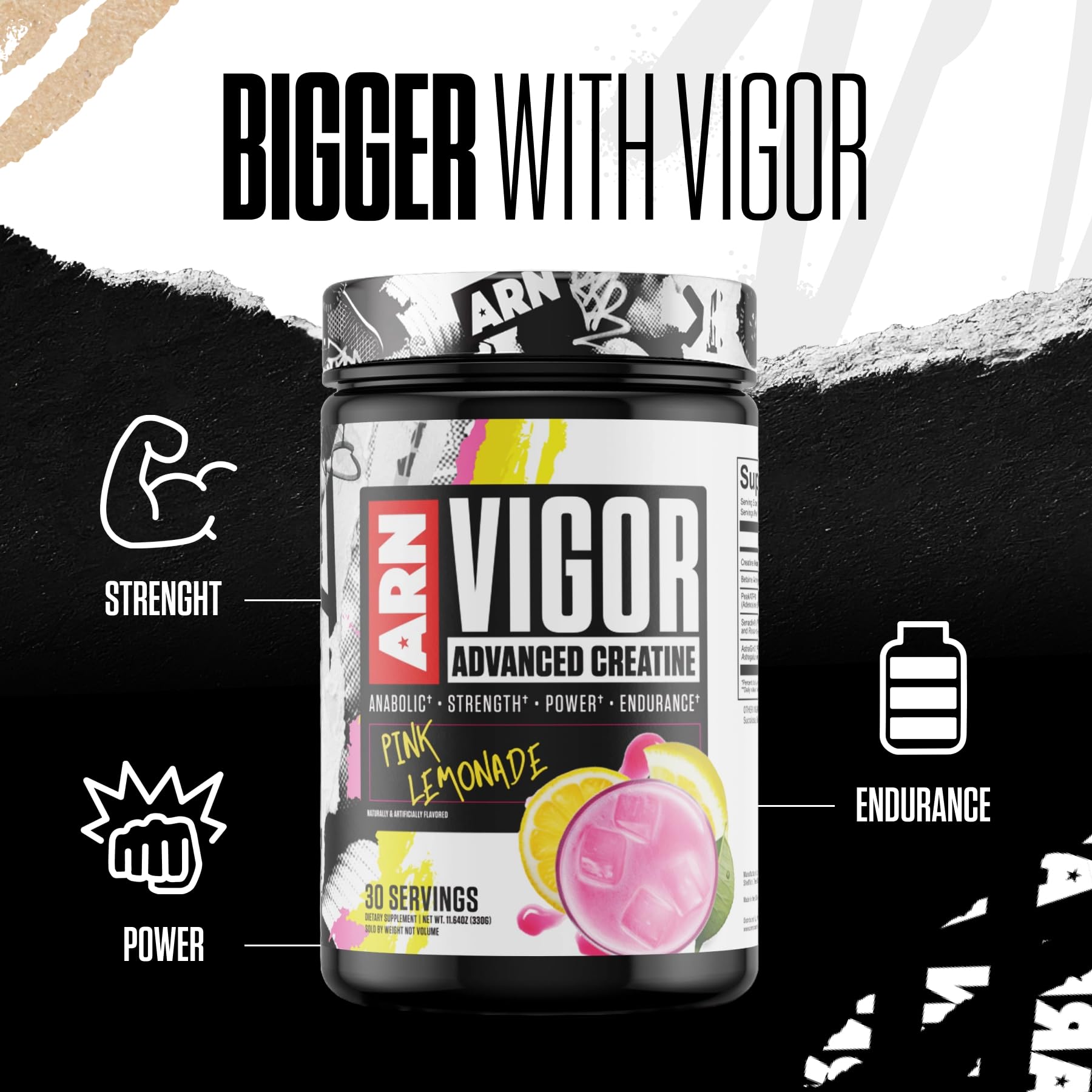 Nutritional information area on Vigor container