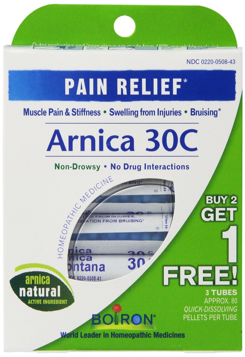 Boiron Arnica 30C 3-tubes pack packaging