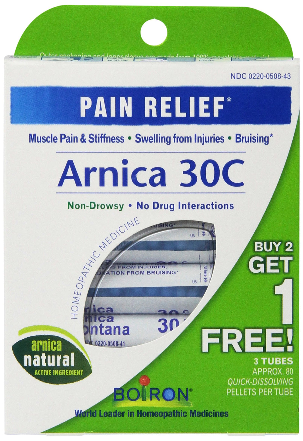 Arnica 30C Great Value 3 Tubes Boiron bottle