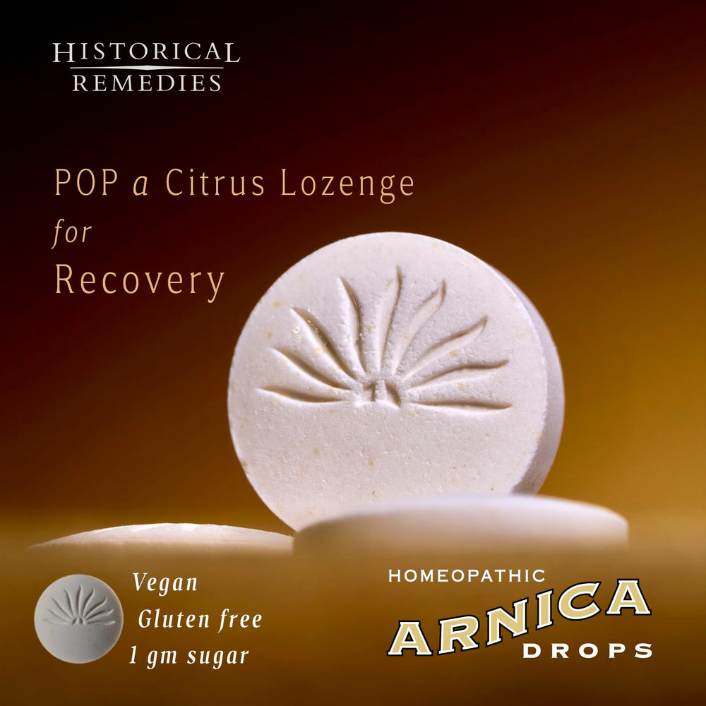Arnica Drops ingredients with vegan and gluten-free badges