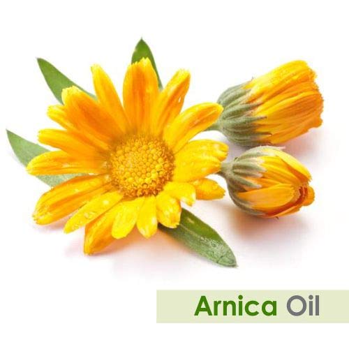 Amber glass bottle of Arnica oil with dropper