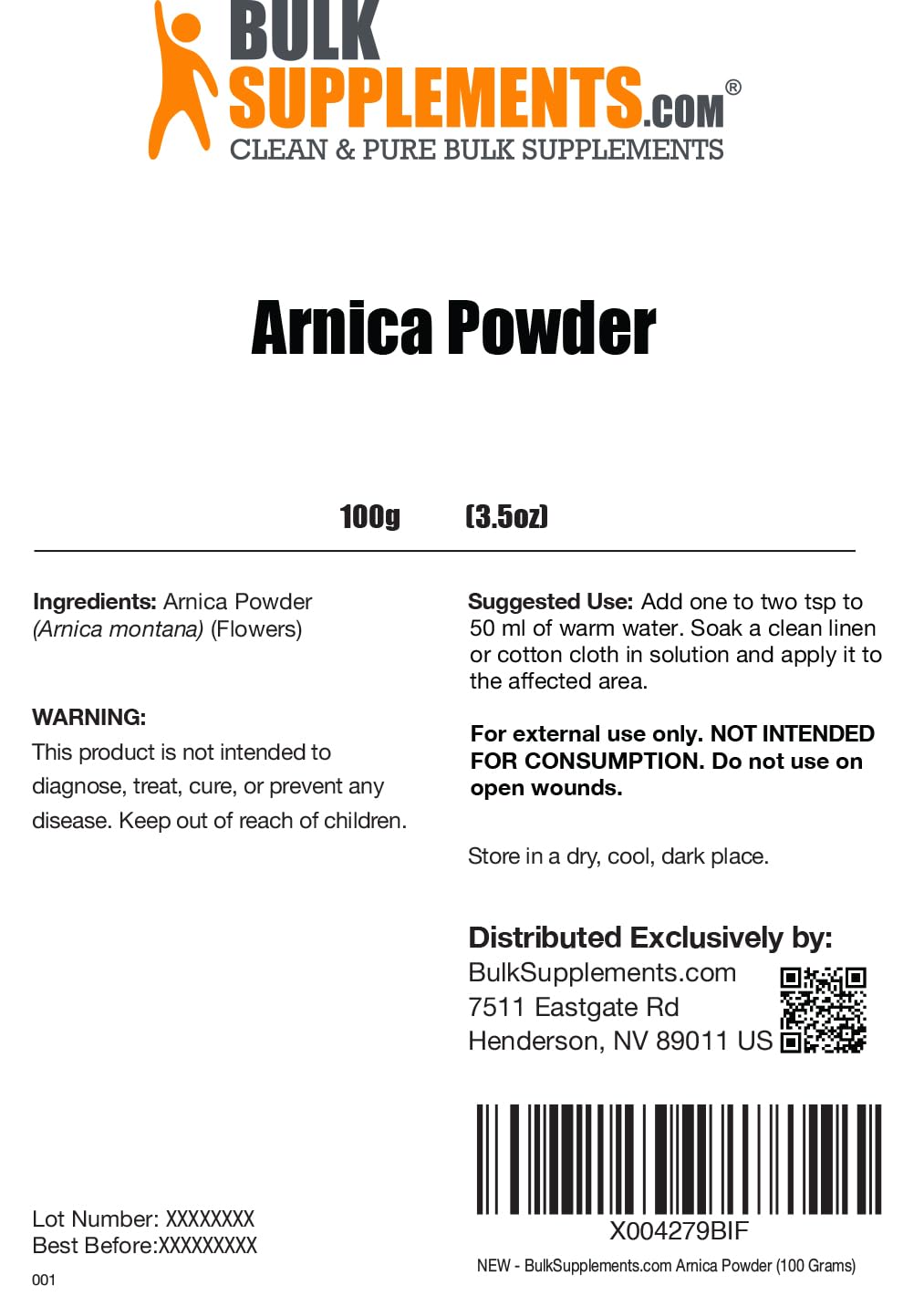 Arnica powder suitable for daily wellness use