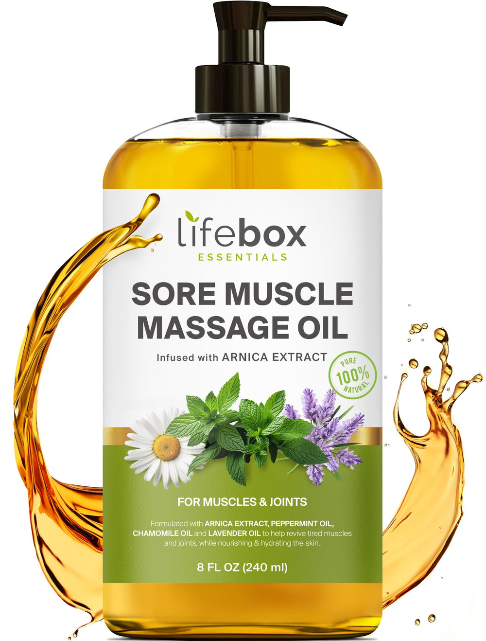 Arnica Sore Muscle Massage Oil bottle and box