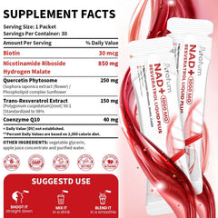 Close-up of the NAD+ liquid bottle label showing 1000mg per serving