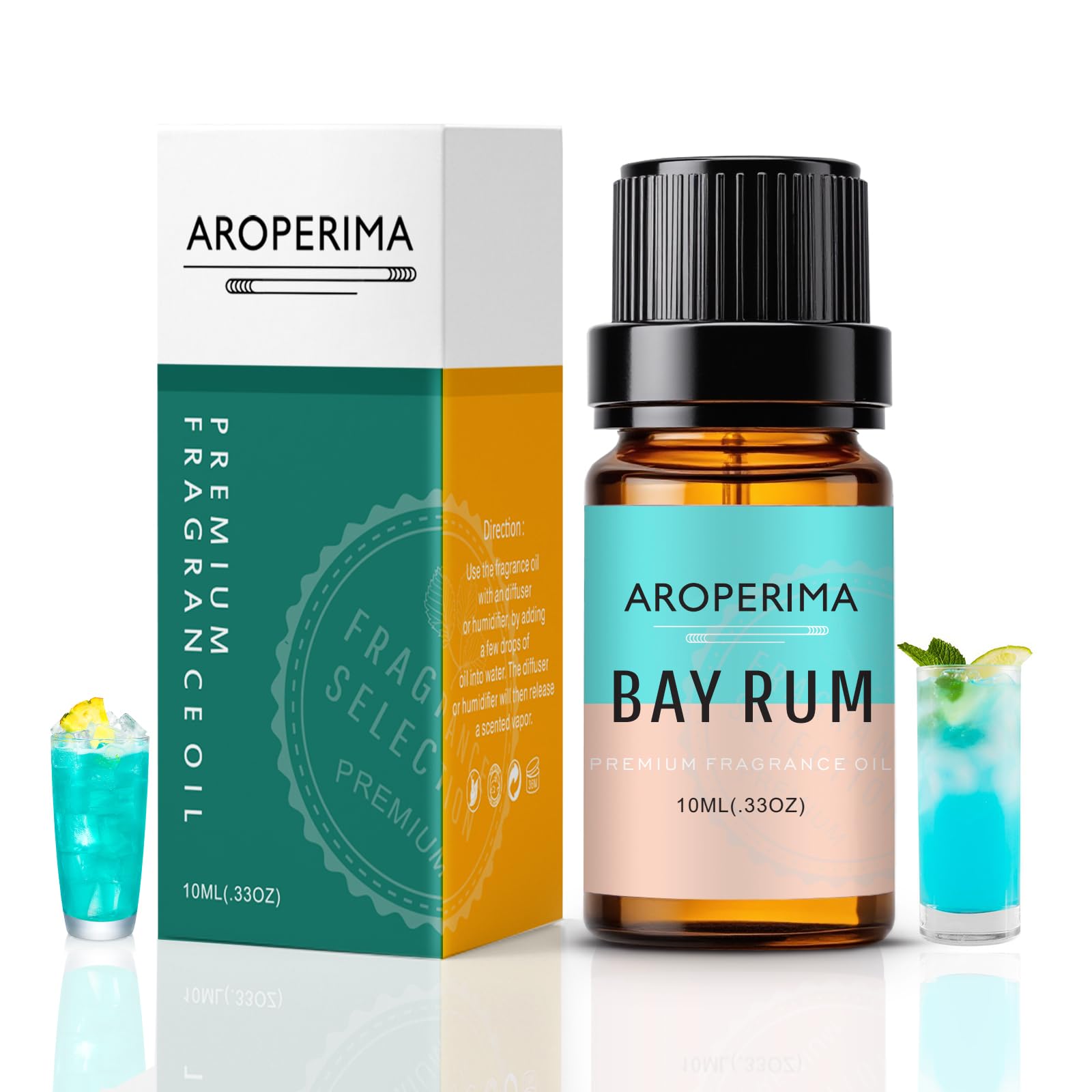 AROPERIMA Bay Rum Fragrance Oil 10ml amber bottle close-up