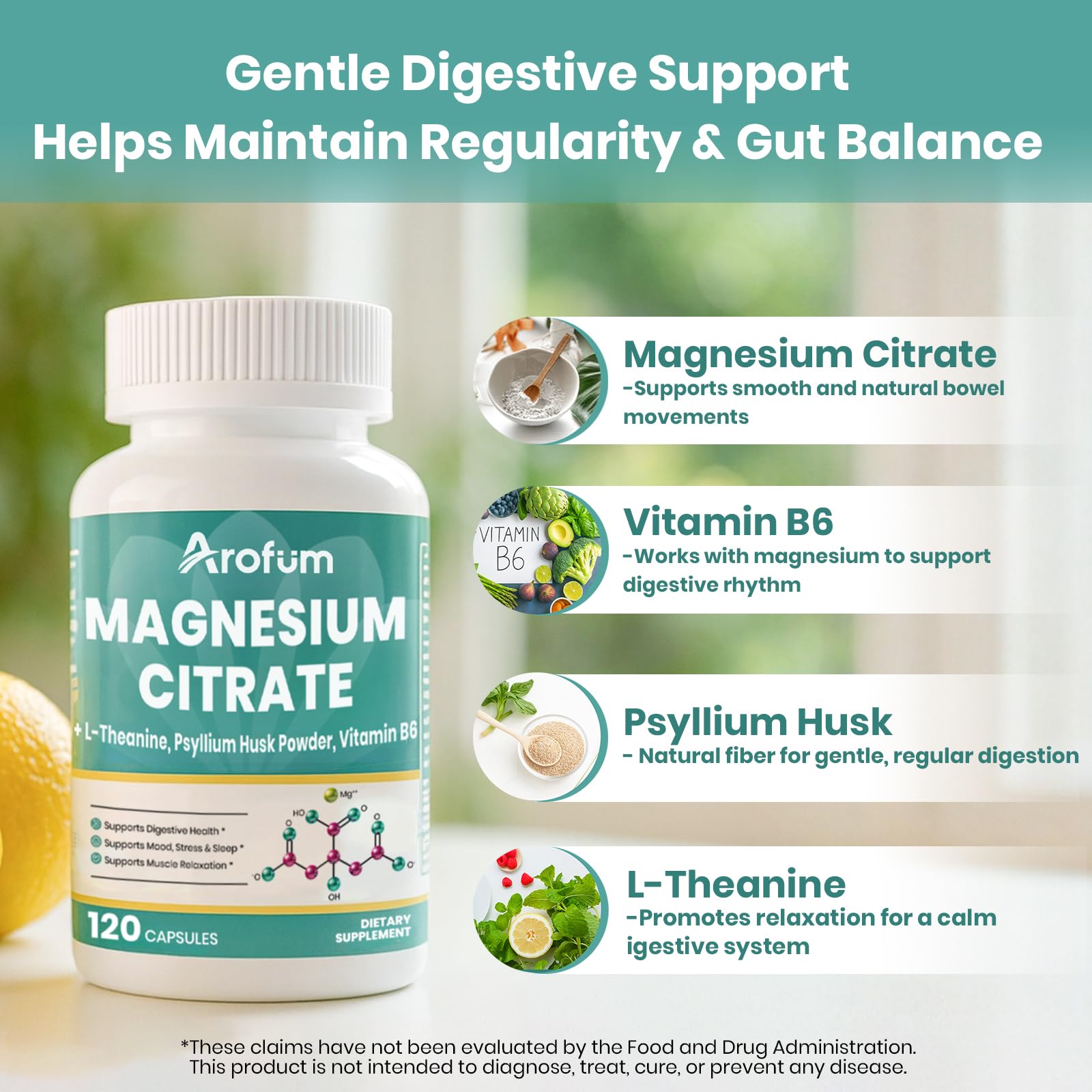 Arofum magnesium citrate digestive support illustration