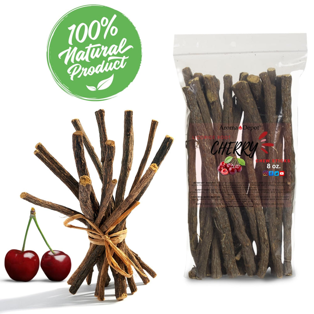 Cherry licorice root chew sticks flavor, Aroma Depot, 2 oz, 6.5-7 inches