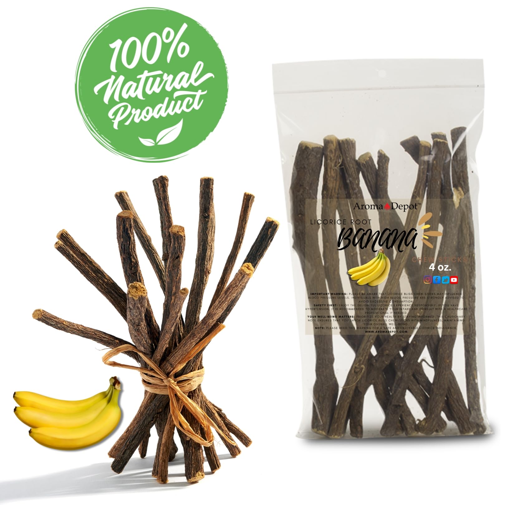 Grape licorice root chew sticks flavor, Aroma Depot, 2 oz, 6.5-7 inches