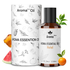 Aroma Manor Hotel Diffuser Oil bottle on a nightstand for hotel-luxe ambience.