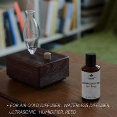 Aroma Manor Luxe Rouge bottle with diffuser glow ideal for spa-like bathrooms.