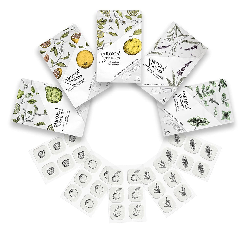 AROMA STICKERS® pack of 5 essential oil stickers for face mask and pillow