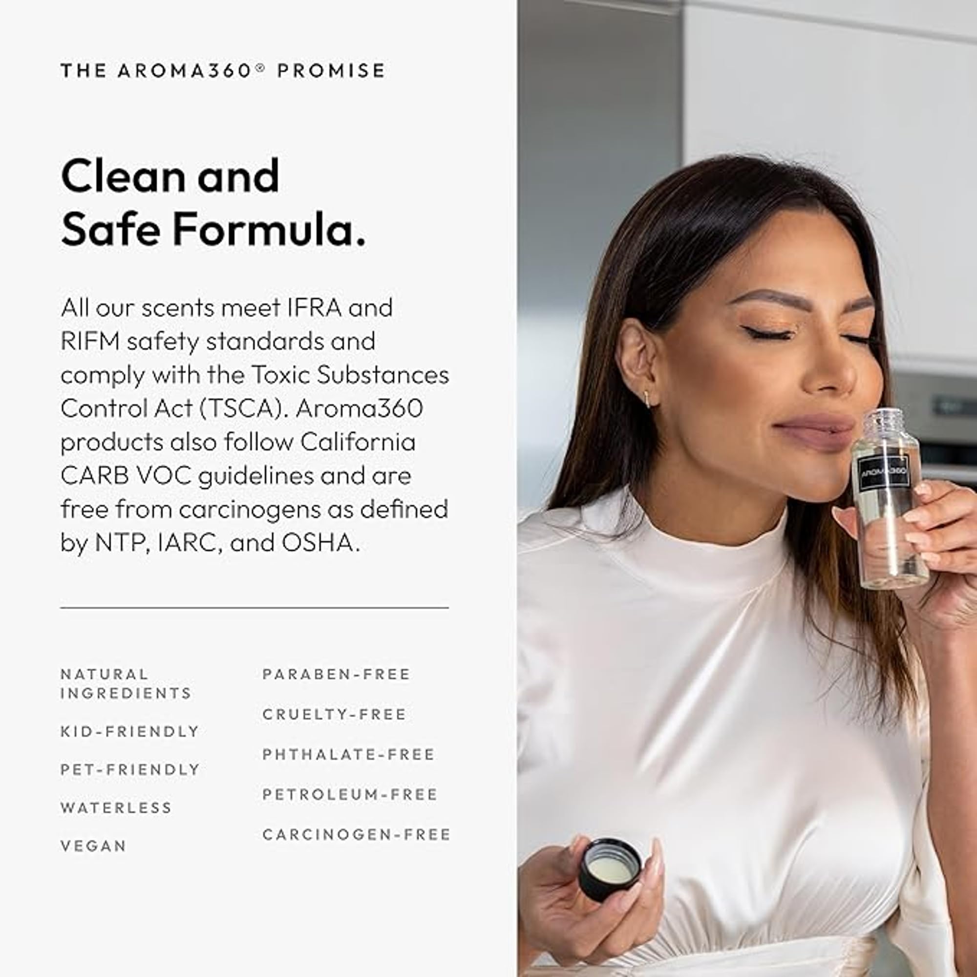 Aroma360 Black Diffuser Oil Rose-Moss-Amber base notes close-up