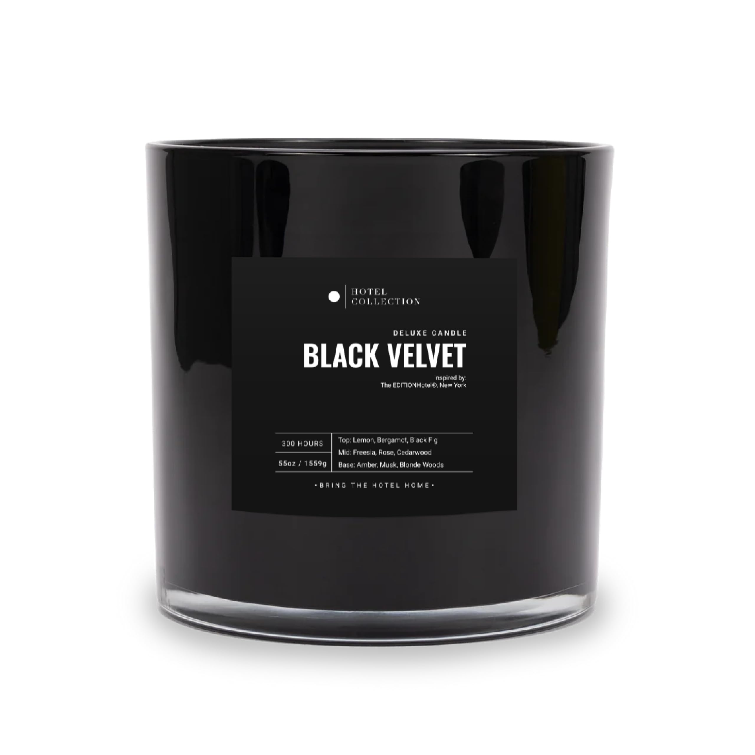 Aroma360 Black Velvet candle bottle shows hotel-inspired luxury ambiance.