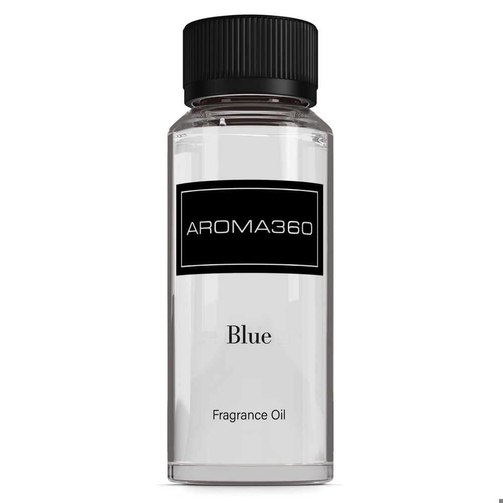 Aroma360 Blue Diffuser Oil Blend bottle closed for premium ambiance and lasting aroma.
