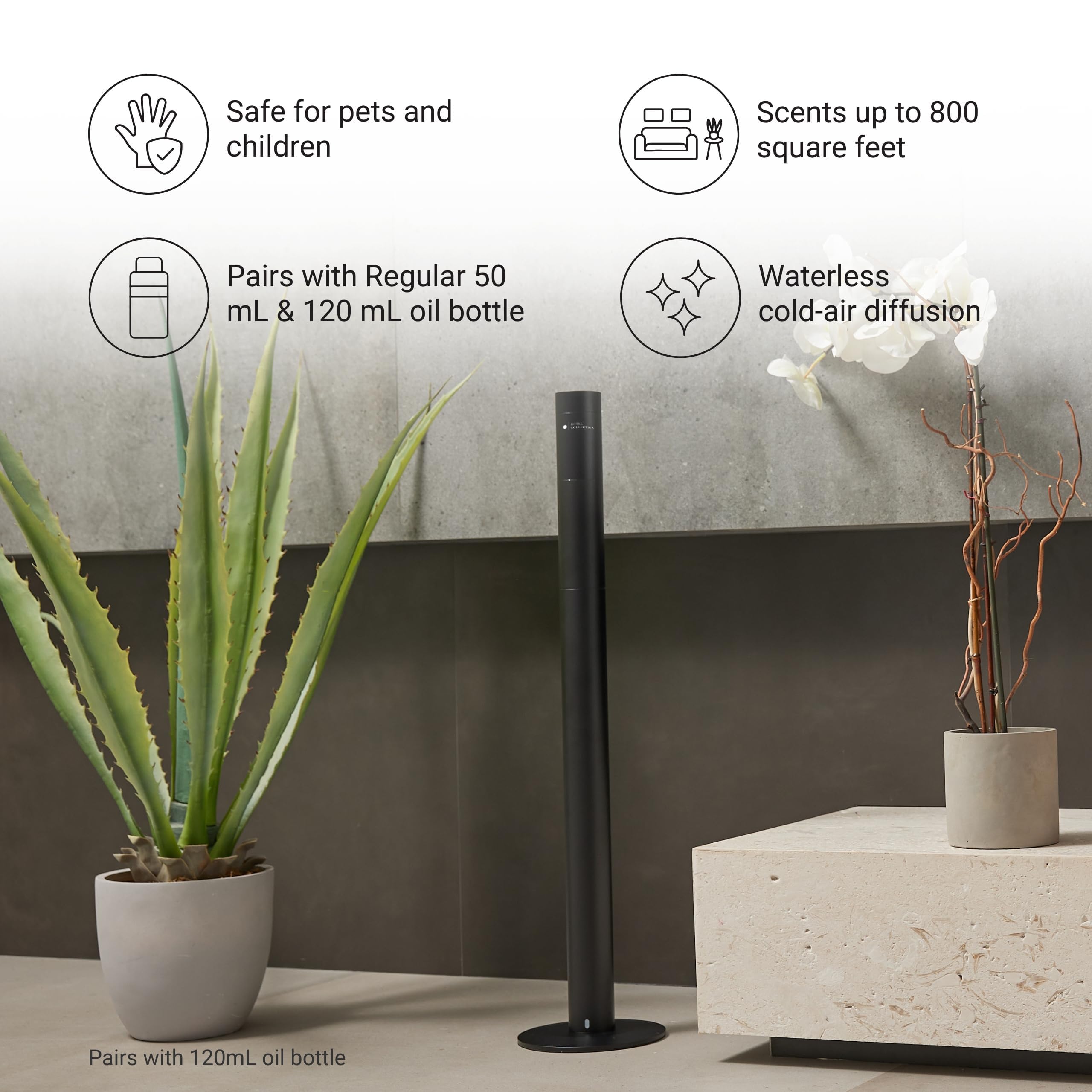 Aroma360 Eco-friendly aluminum diffuser highlights sustainable, modern design.