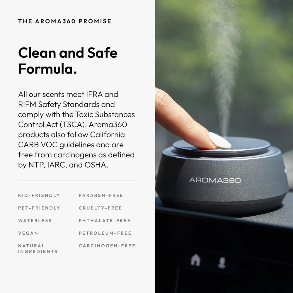 Aroma360 Fly in-car ambience enhances drives with a refined, fresh atmosphere.