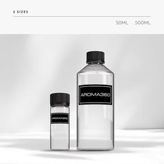 Aroma360 Fragrance Oil packaging close-up highlights sustainable, premium design