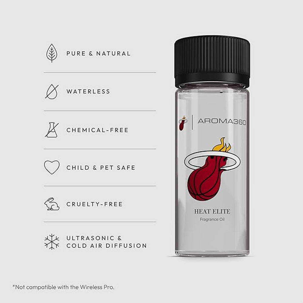 Aroma360 fragrance oil diffuser dispense showing even aroma diffusion