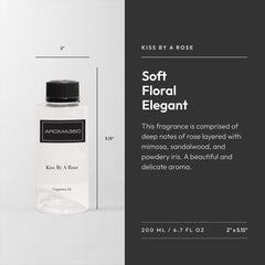 Close-up of the fragrance oil bottle label featuring Rose design