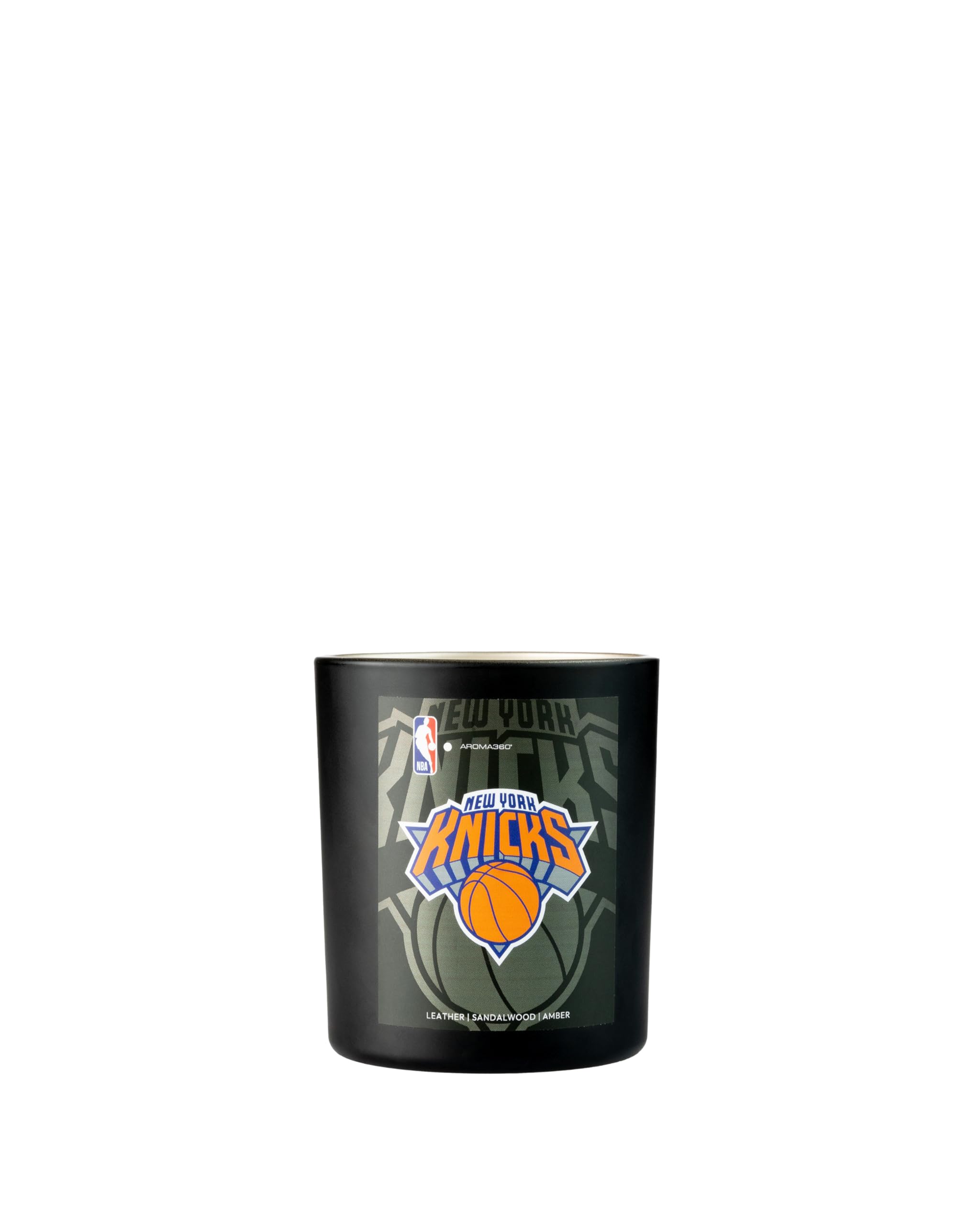 Aroma360 Knicks My Way candle design—team pride with long-lasting fragrance for fan zones.