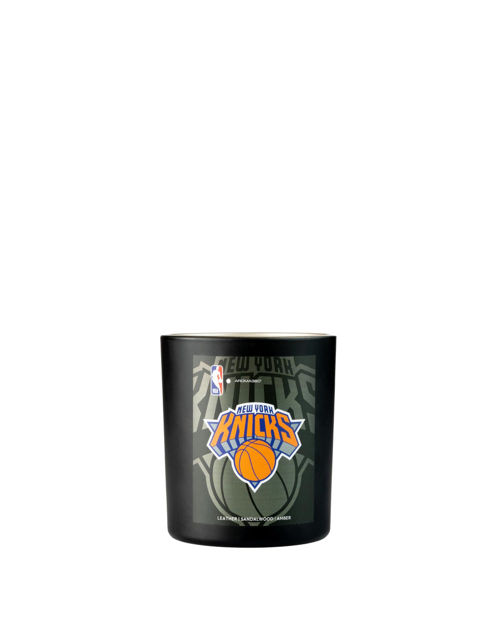 Aroma360 Knicks My Way candle design—team pride with long-lasting fragrance for fan zones.