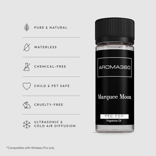 Close-up of Marquee Moon Pro fragrance oil label