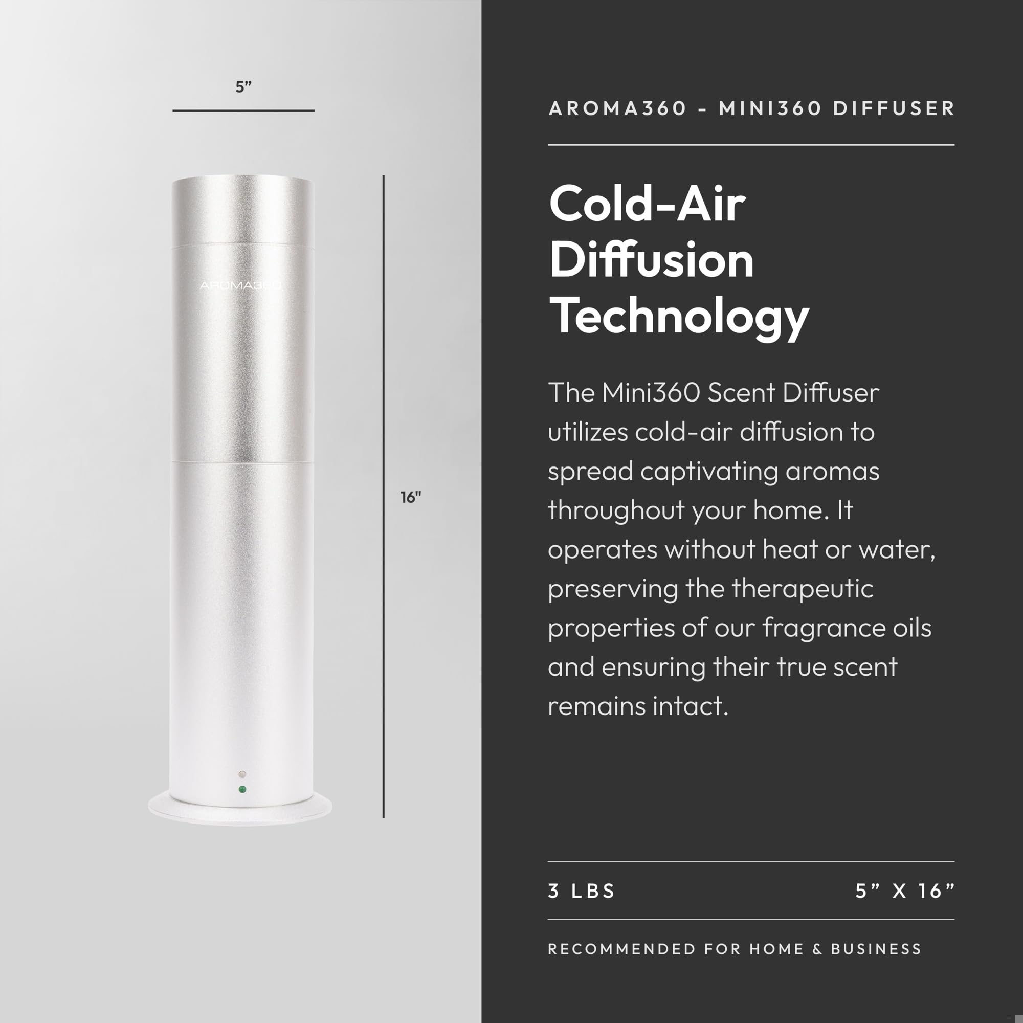 Aroma360 Mini Pro Scent Diffuser in Metallic Silver - top view