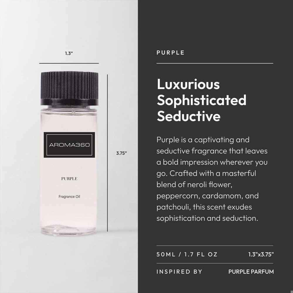 Aroma360 Purple 50mL packaging image emphasizing eco conscious design