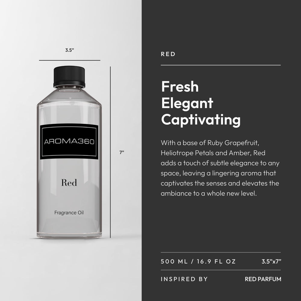 Aroma360 Red cap detail signals premium packaging and lasting scent.