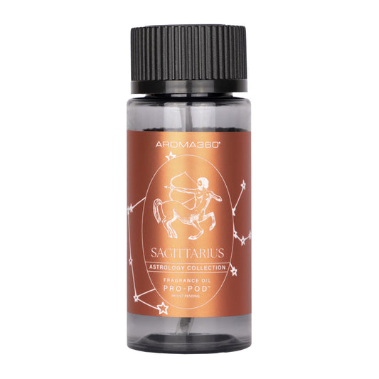 Aroma360 Sagittarius Pro-Pod oil bottle delivers long-lasting hotel-inspired fragrance.
