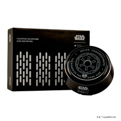 Aroma360 Star Wars Empire diffuser in black side finish enhances cabin ambiance.