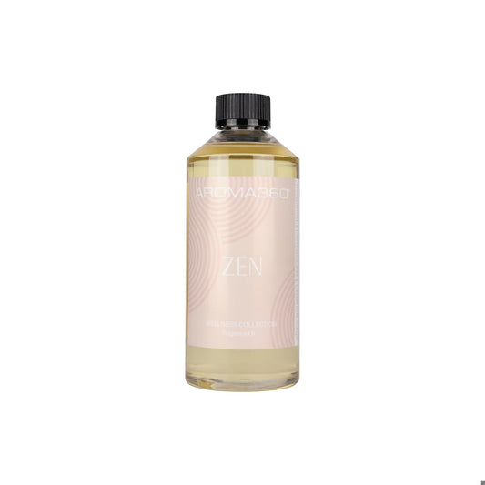 Aroma360 Zen Fragrance Oil Blend bottle image—bergamot, lemon zest, crushed sage for tranquil spaces