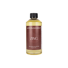 Aroma360 Zing fragrance oil blend bottle pour for energizing home and office spaces.