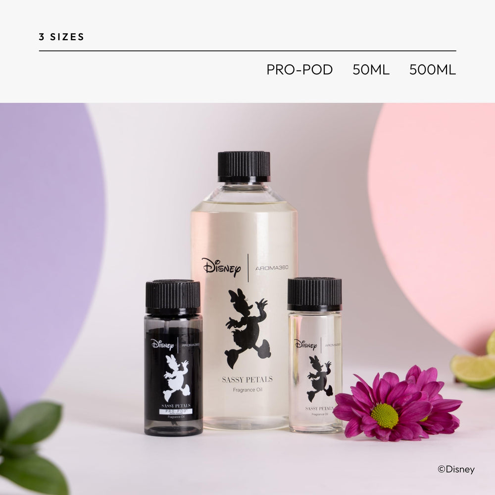 Aroma360 Sassy Petals packaging and bottle