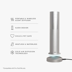Wireless Pro diffuser front view showing 600 sq ft coverage