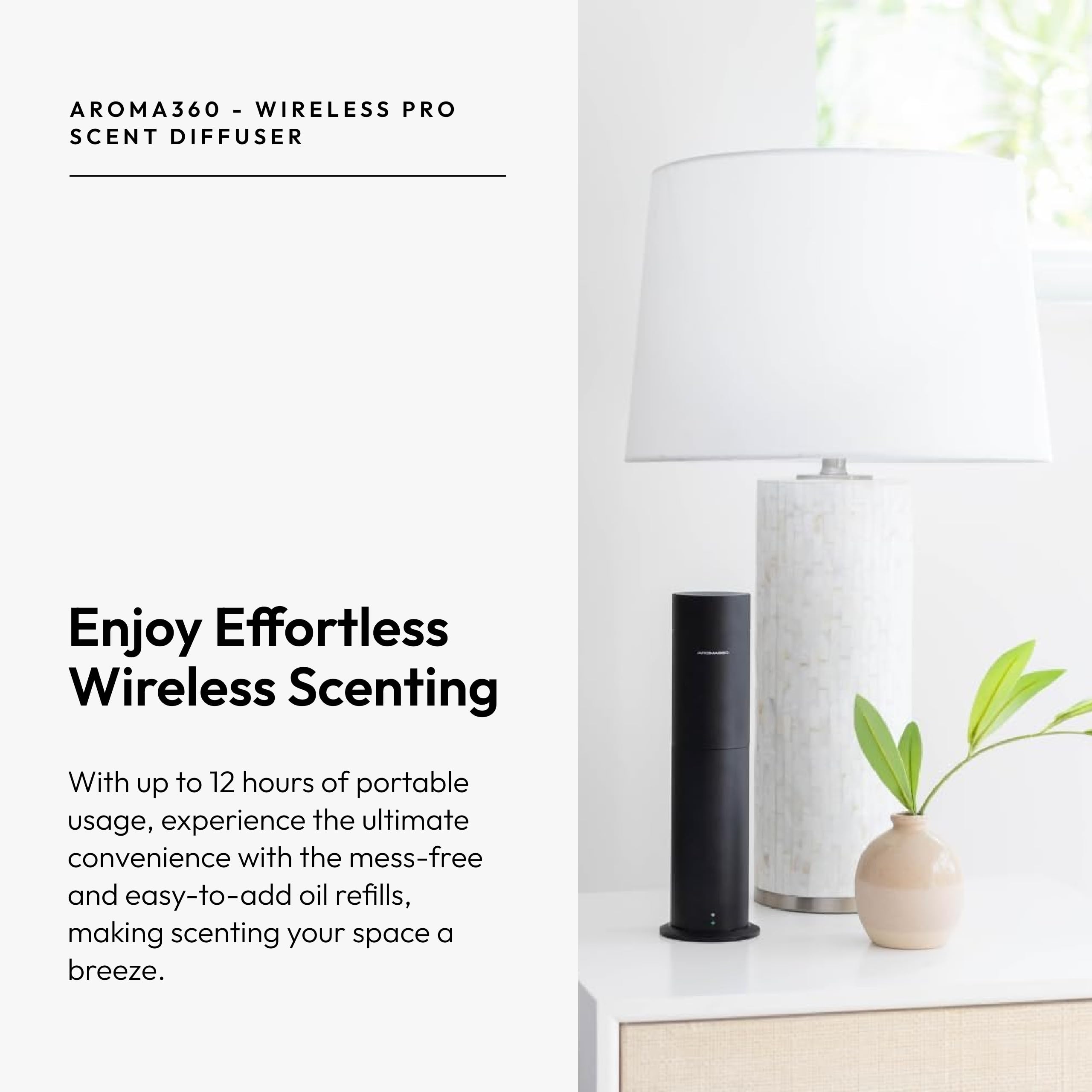 Portable cordless aroma diffuser in metallic silver