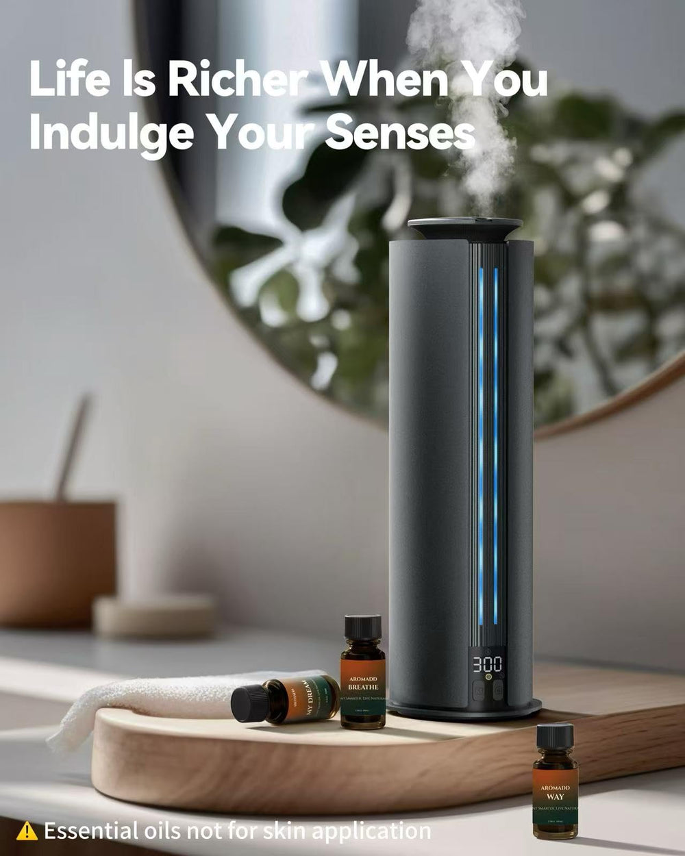 Smart control interface with 100 mL reservoir on Aromadd diffuser