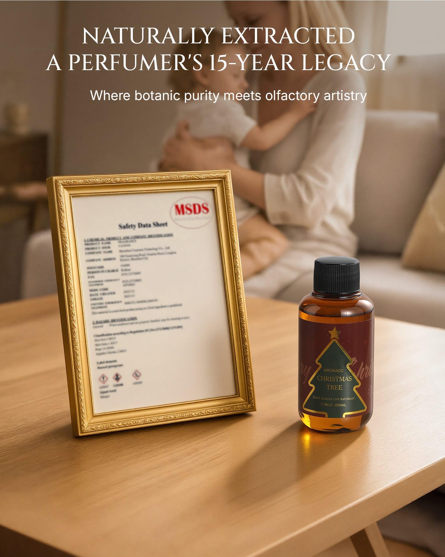 Pine, cedarwood and amber notes image representing Aromadd Christmas Tree Diffuser Oil