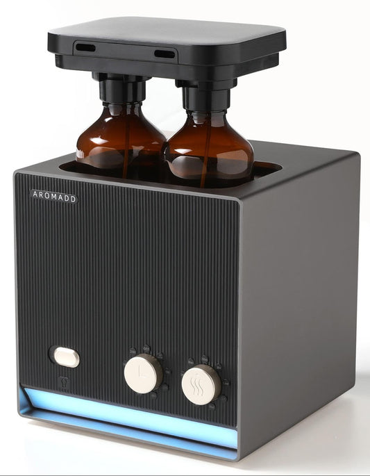Aromadd dual-scent diffuser in black titanium – front view