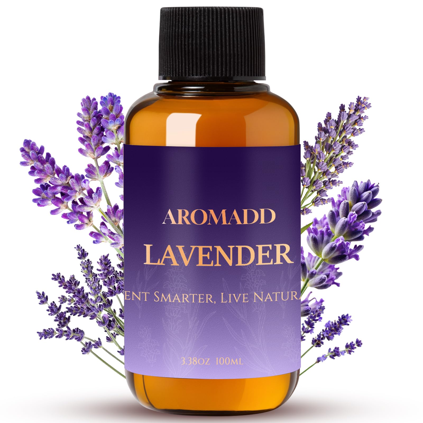 Aromadd Lavender Diffuser Oil bottle close-up for calm relaxation.