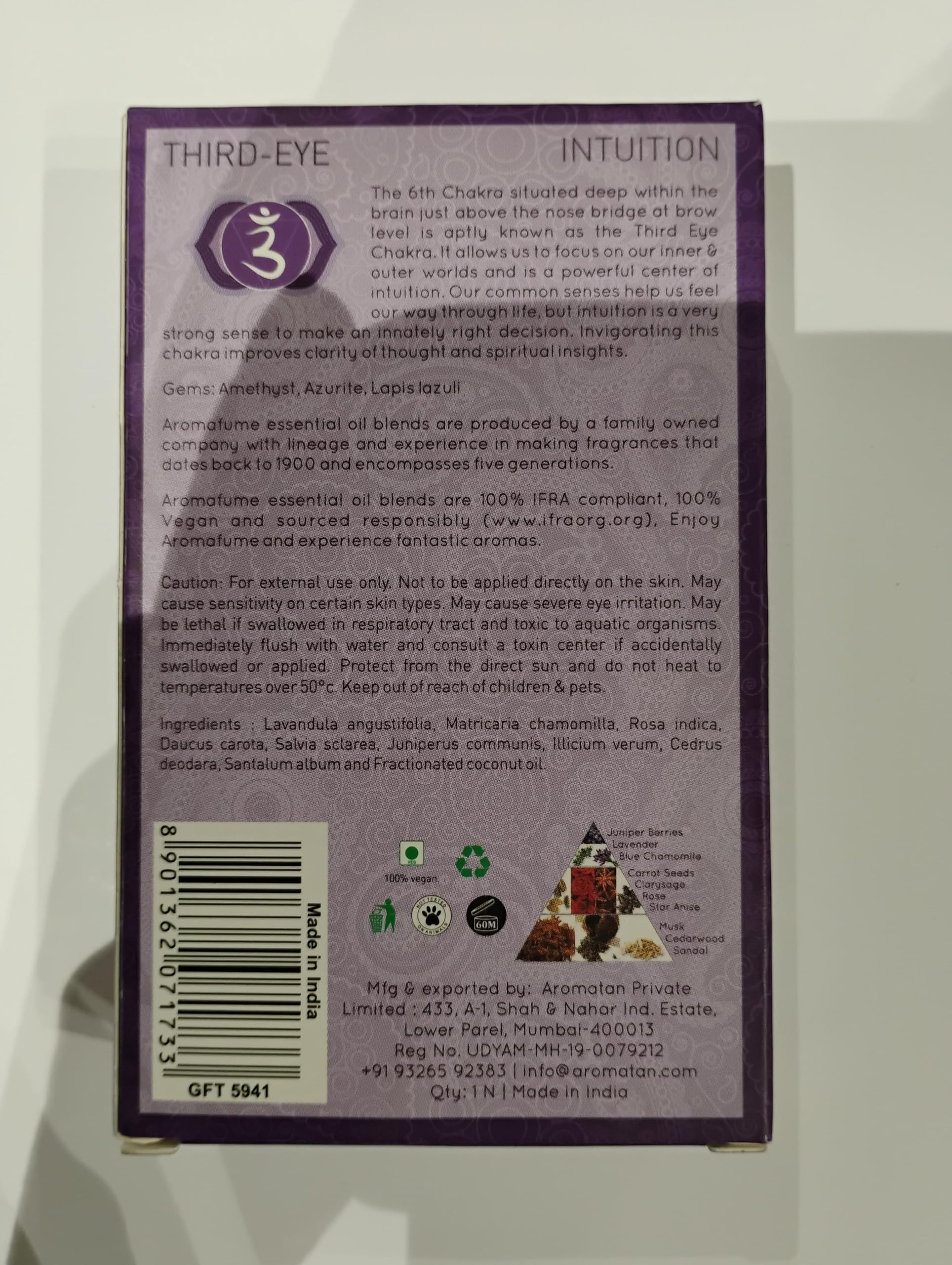 Ingredients overview: Rose, Patchouli, Cinnamon, Vanilla, Sandalwood, Jasmine