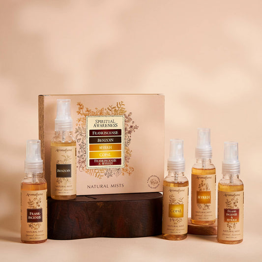 Aromafume Spiritual Awareness frankincense bottle for mindful rituals and calming spaces.