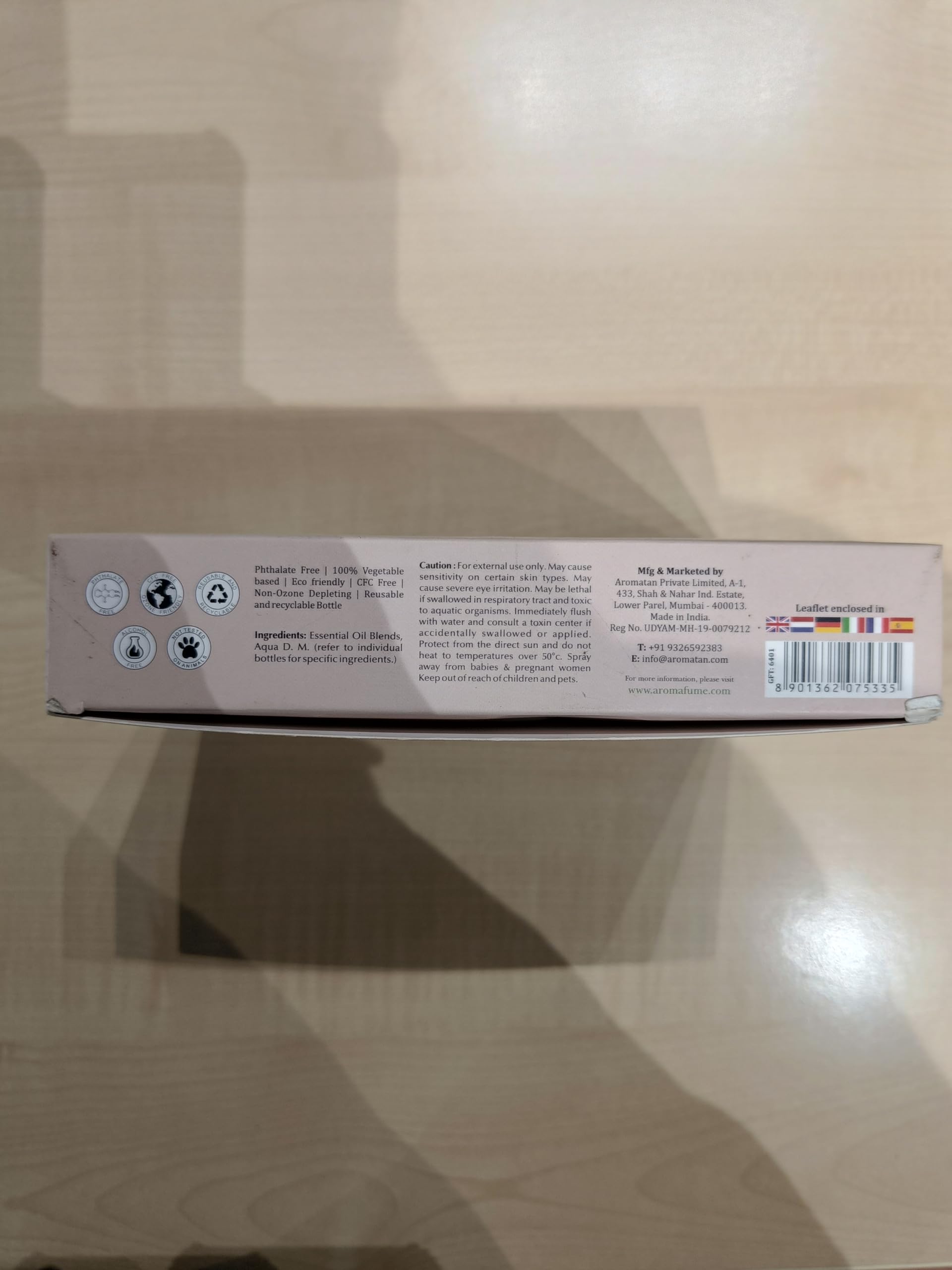 Aromafume Spiritual Awareness recyclable packaging emphasizes sustainable choices.