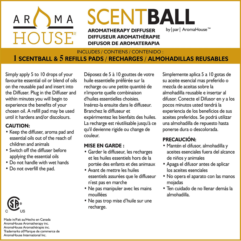 Easy-to-use AromaHouse Scentball diffuser setup steps