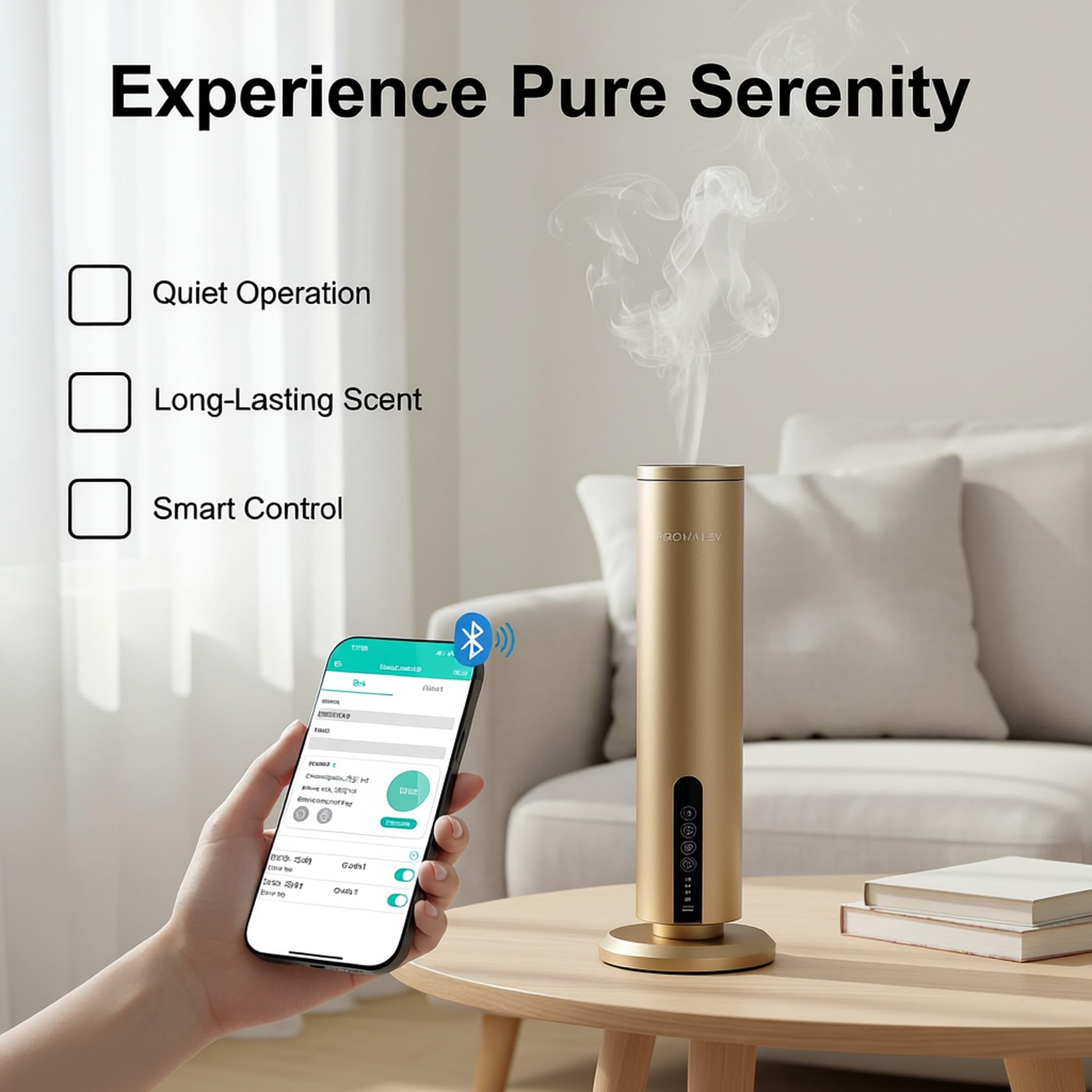 AROMALEV diffuser touch panel control for quick scent adjustments