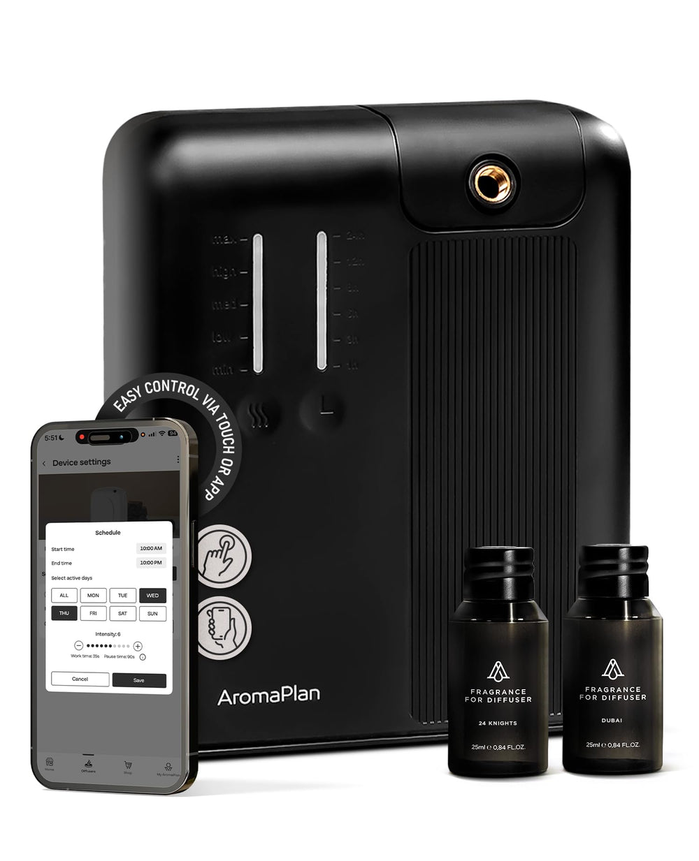 AromaPlan 5 Star Cold Air Diffuser unit in a modern living room
