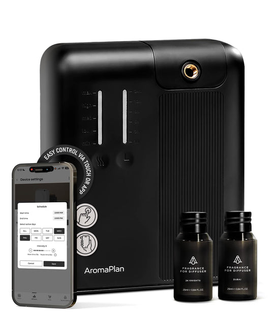 AromaPlan 5 Star Cold Air Diffuser unit in a modern living room